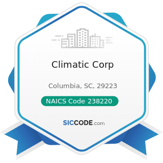 Climatic Corp - NAICS Code 238220 - Plumbing, Heating, and Air-Conditioning Contractors