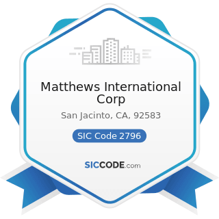 Matthews International Corp - SIC Code 2796 - Platemaking and Related Services