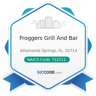 Froggers Grill And Bar - NAICS Code 722511 - Full-Service Restaurants