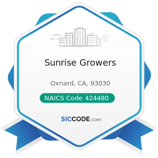 Sunrise Growers - NAICS Code 424480 - Fresh Fruit and Vegetable Merchant Wholesalers