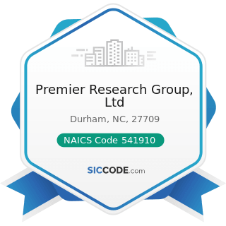 Premier Research Group, Ltd - NAICS Code 541910 - Marketing Research and Public Opinion Polling