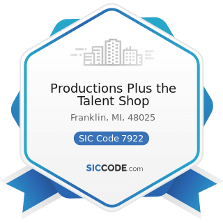 Productions Plus the Talent Shop - SIC Code 7922 - Theatrical Producers (except Motion Picture)...