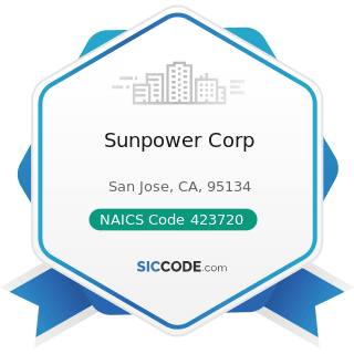Sunpower Corp - NAICS Code 423720 - Plumbing and Heating Equipment and Supplies (Hydronics)...