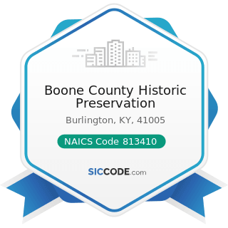 Boone County Historic Preservation - NAICS Code 813410 - Civic and Social Organizations