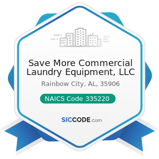 Save More Commercial Laundry Equipment, LLC - NAICS Code 335220 - Major Household Appliance...