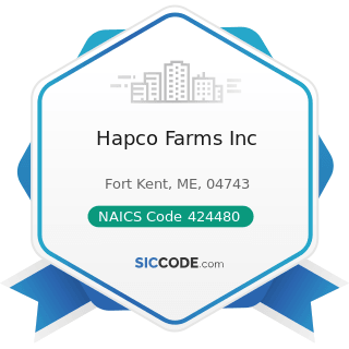 Hapco Farms Inc - NAICS Code 424480 - Fresh Fruit and Vegetable Merchant Wholesalers