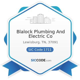 Blalock Plumbing And Electric Co - SIC Code 1711 - Plumbing, Heating and Air-Conditioning
