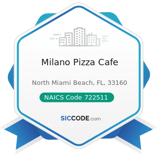 Milano Pizza Cafe - NAICS Code 722511 - Full-Service Restaurants