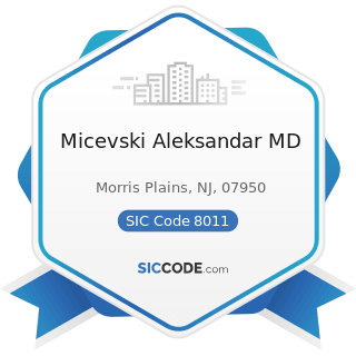 Micevski Aleksandar MD - SIC Code 8011 - Offices and Clinics of Doctors of Medicine