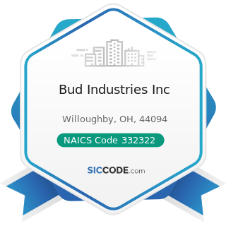 Bud Industries Inc - NAICS Code 332322 - Sheet Metal Work Manufacturing