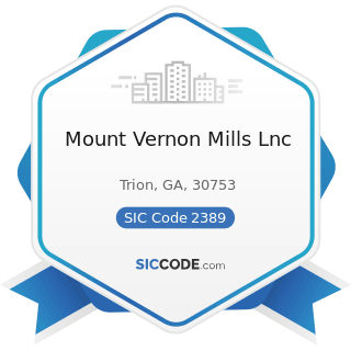 Mount Vernon Mills Lnc - SIC Code 2389 - Apparel and Accessories, Not Elsewhere Classified