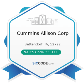 Cummins Allison Corp - NAICS Code 333111 - Farm Machinery and Equipment Manufacturing