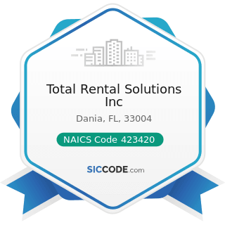 Total Rental Solutions Inc - NAICS Code 423420 - Office Equipment Merchant Wholesalers
