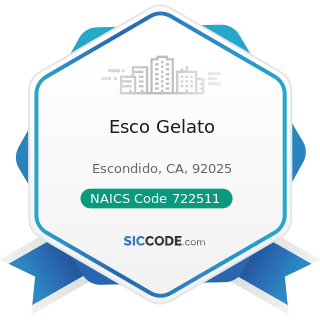 Esco Gelato - NAICS Code 722511 - Full-Service Restaurants