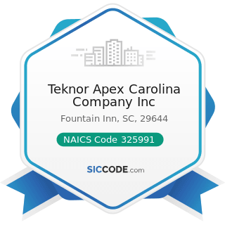Teknor Apex Carolina Company Inc - NAICS Code 325991 - Custom Compounding of Purchased Resins