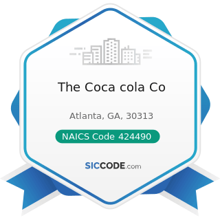 The Coca cola Co - NAICS Code 424490 - Other Grocery and Related Products Merchant Wholesalers