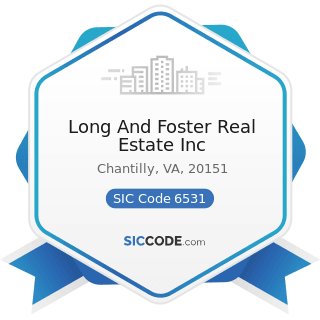 Long And Foster Real Estate Inc - SIC Code 6531 - Real Estate Agents and Managers