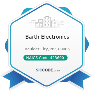 Barth Electronics - NAICS Code 423690 - Other Electronic Parts and Equipment Merchant Wholesalers