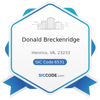 Donald Breckenridge - SIC Code 6531 - Real Estate Agents and Managers