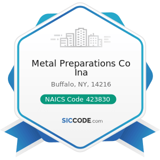 Metal Preparations Co Ina - NAICS Code 423830 - Industrial Machinery and Equipment Merchant...