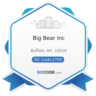 Big Bear Inc - SIC Code 2759 - Commercial Printing, Not Elsewhere Classified