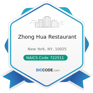 Zhong Hua Restaurant - NAICS Code 722511 - Full-Service Restaurants