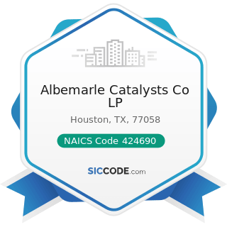 Albemarle Catalysts Co LP - NAICS Code 424690 - Other Chemical and Allied Products Merchant...