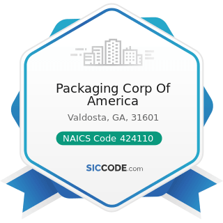 Packaging Corp Of America - NAICS Code 424110 - Printing and Writing Paper Merchant Wholesalers