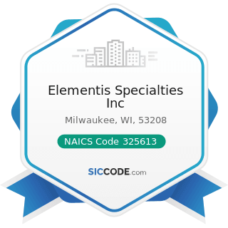 Elementis Specialties Inc - NAICS Code 325613 - Surface Active Agent Manufacturing