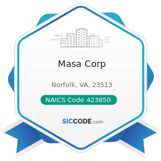 Masa Corp - NAICS Code 423850 - Service Establishment Equipment and Supplies Merchant Wholesalers